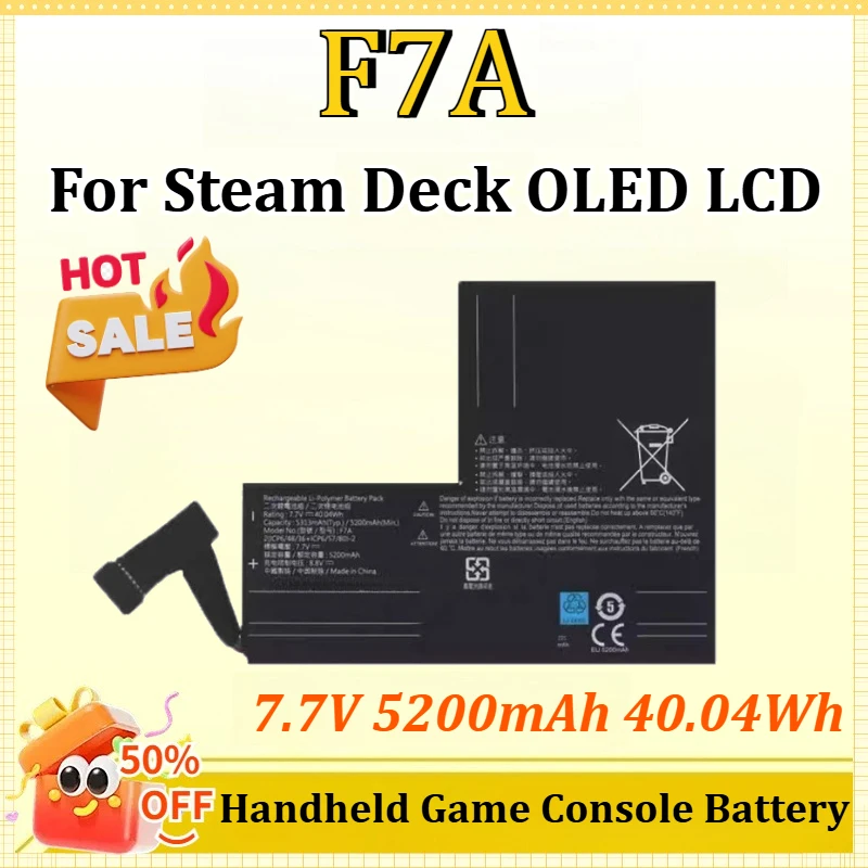

F7A 7.7V 5200mAh 40.04Wh Battery for Steam Deck OLED LCD Handheld Game Console Battery