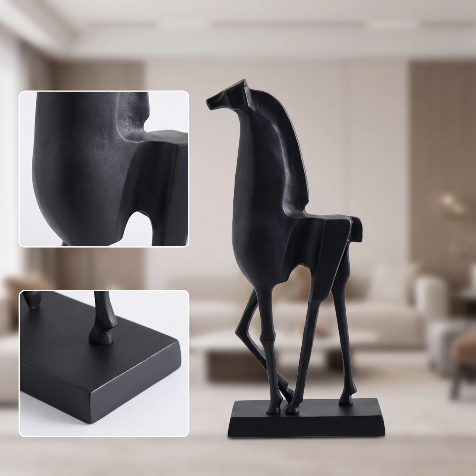 Horse Sculpture Minimalist Horse Statue Sculpture with Base Sleek Equestrian Ornament Versatile for Art Collectors, Shelf