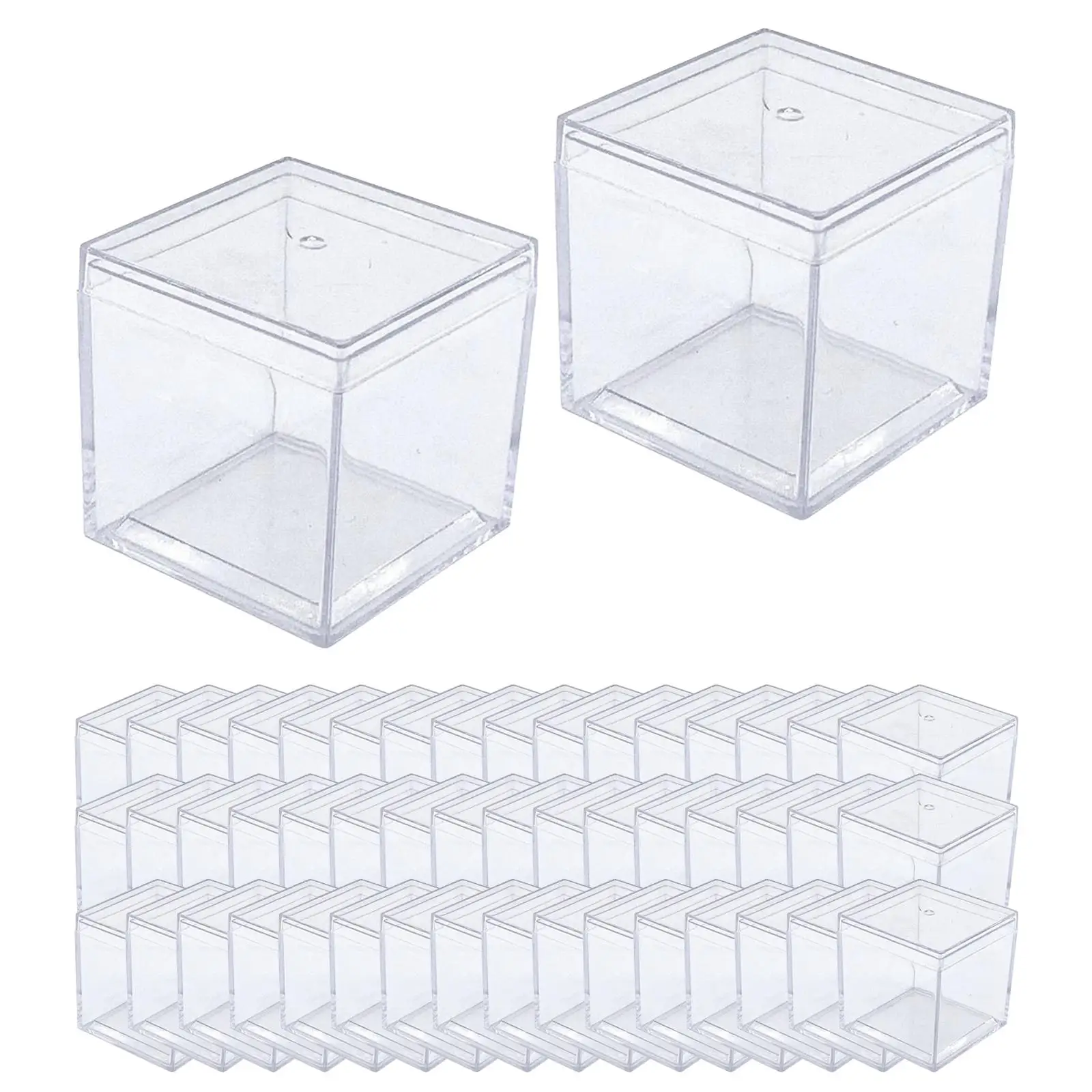 50Pcs Acrylic Display Case 3.3x3.3x3.3cm Cube for Doll Toys Collectibles