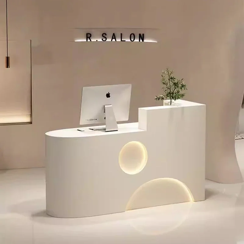 Illuminated Corner Reception Desks Modern Small Luxury White Reception Desks Design Counter Mostrador Negocio Bar Furniture