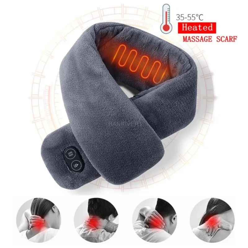 Heated scarf and neck warmer with USB heating and massage functions for winter warmth