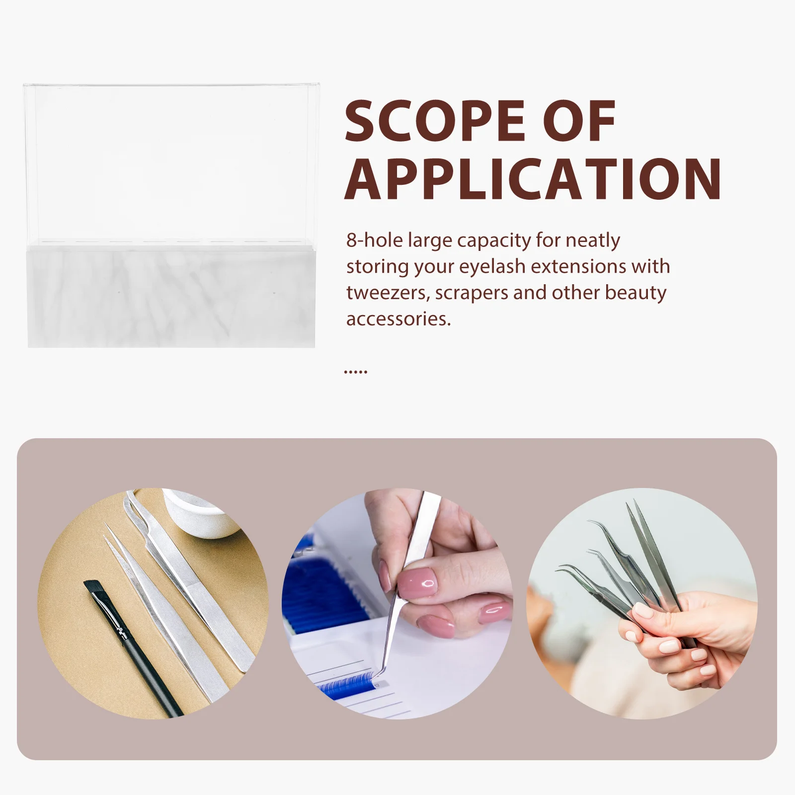 Estante acrílico para pinzas de maquillaje, soporte para salón de belleza, soporte de exhibición, soporte para pinzas, organizador de almacenamiento