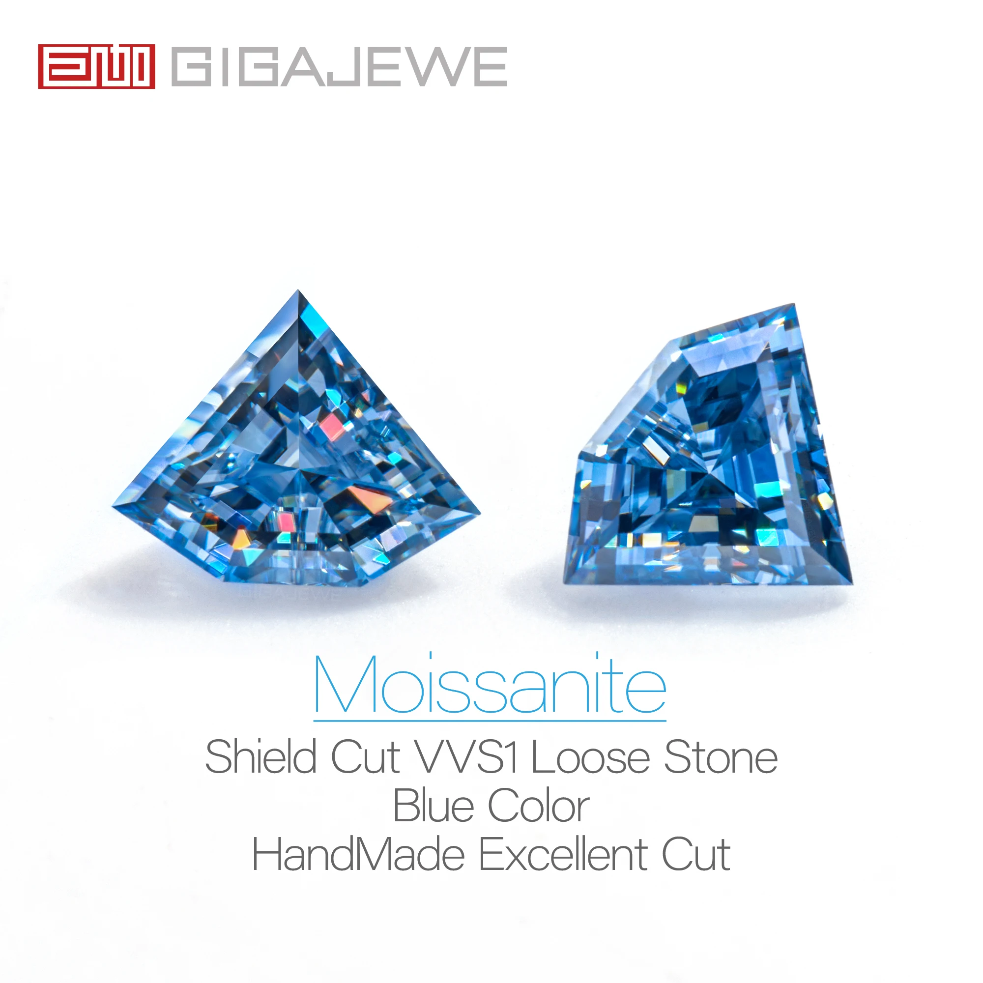 GIGAJEWE Moissanite Shield Cut Natural Blue Color FL-VVS PFL-remium Gems Loose Diamond Test Passed Gemstone For Jewelry Making