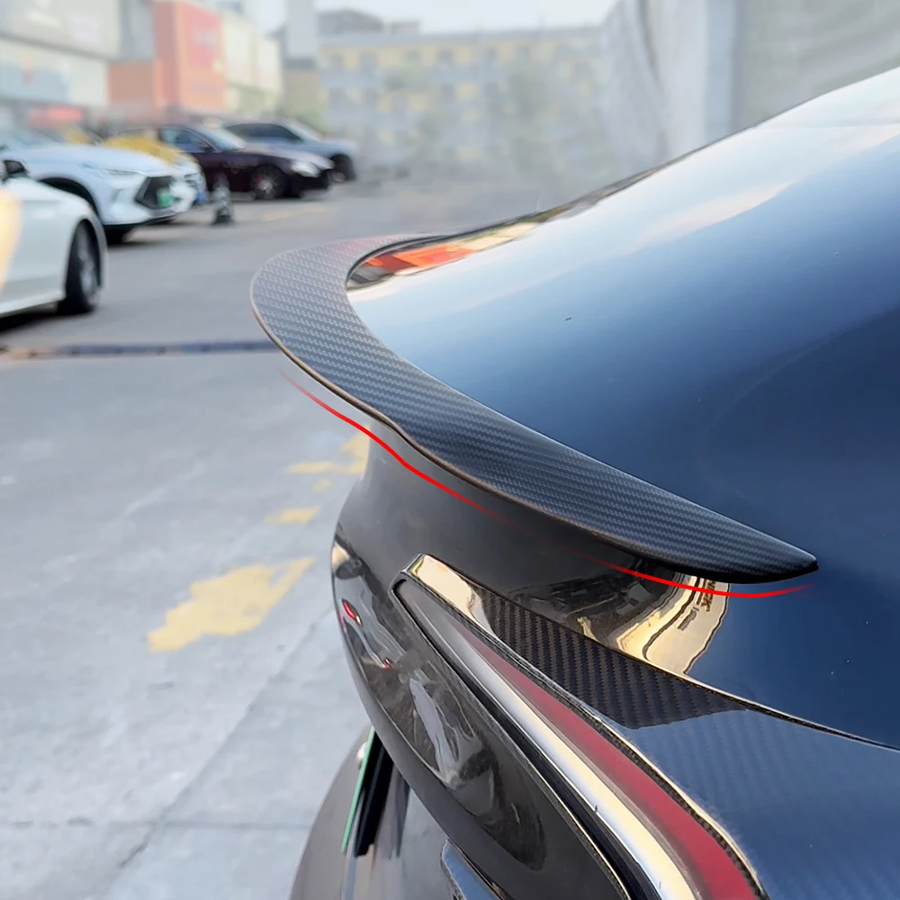 VJOYCAR NEW 2025 Real Carbon Fiber Tail Wing For Tesla Model 3 Highland Performance Design Trunk Spoiler Protection Accessories