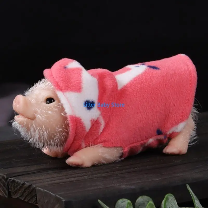 

N80C Realistic Pig Doll for Child Silicone Model Toy Reborns Pet Raise Animal Figure Toy for Kids Cognitive Farm Toy