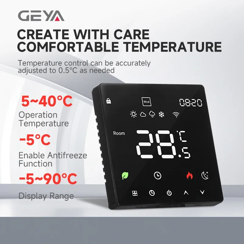 

GEYA Tuya Smart WiFi Thermostat - Linkage Control for Water Floor Heating/Gas Boiler/Wall-mounted Stove