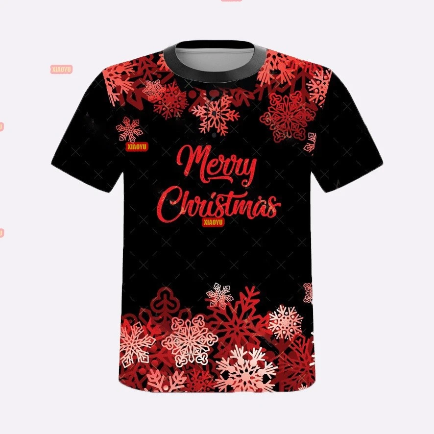 Unisex T Shirt Merry Christmas Graphic T Shirt 2026 Casual Short Sleeve Tee Snowflake T-Shirts Male Christmas Xmas Y2k Clothing