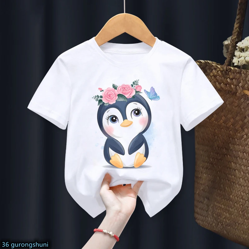 New Girls T-Shirts Cute Butterfly Kiss Animal Cartoon Print Kids Clothes Summer Boys T Shirts Fashion Kids Tshirt Girls Clothes