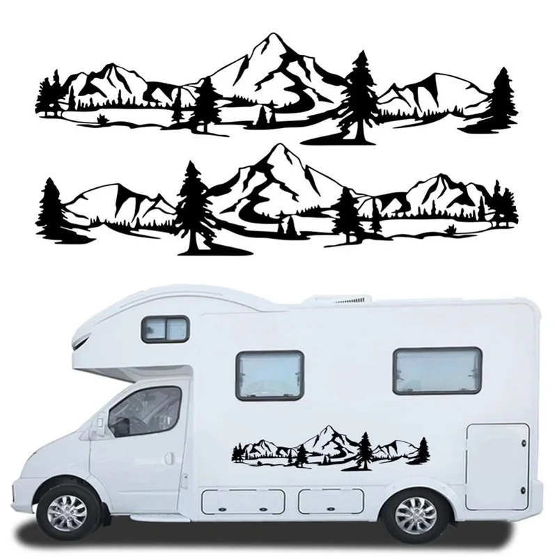 150cm RV Sticker Mountain & Tree Scene Car Sticker and Decals Forest Vinyl Graphic Kit for Camper RV Trailer Car Accessories