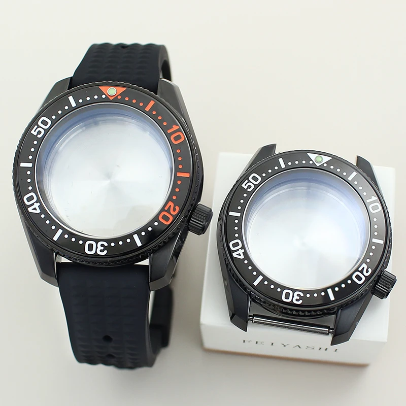 42mm Men Sterile Watch Case Sapphire Glass For Seiko NH35 NH36 NH34 Movement 28.5mm Dial NH35 Watch Accessory Black Rubber Strap