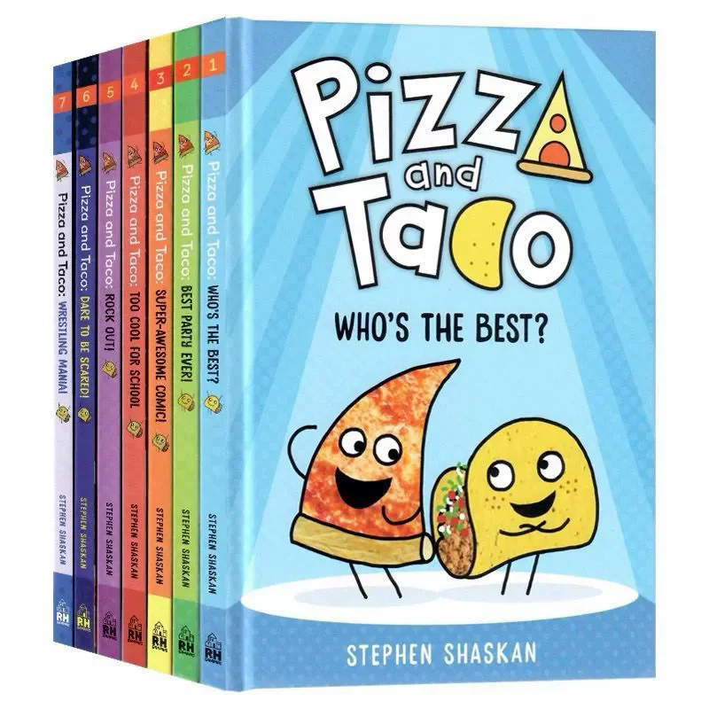 7 Volumes Pizza and Taco English Version Primary Chapter Color Comic Novel Hardcover English Books