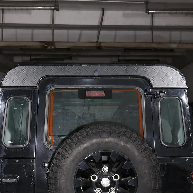 

For Land Rover Defender 90 110 130 04-19 Aluminum Alloy Black Car Tailgate Roof Trim Panel Cover Car Accessories
