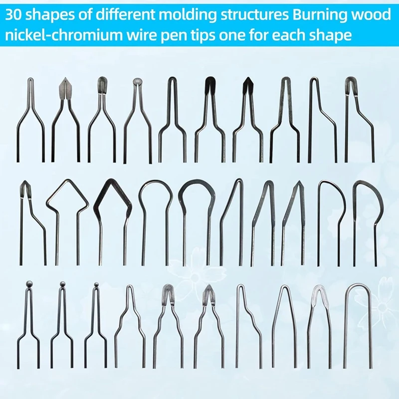 30Pcs Wood Burning Kit,Wood Burning Tool,Nickel-Chromium Wire Pen Tip Wood Burning Tool Pen Tip Can Replace Accessories