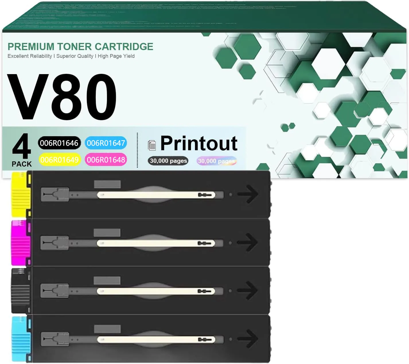 1PCS V80 Toner Cartridge For Xerox Versant 80 180 280 Press Toner Powder 006R01646 006R01647 006R01648 006R01649