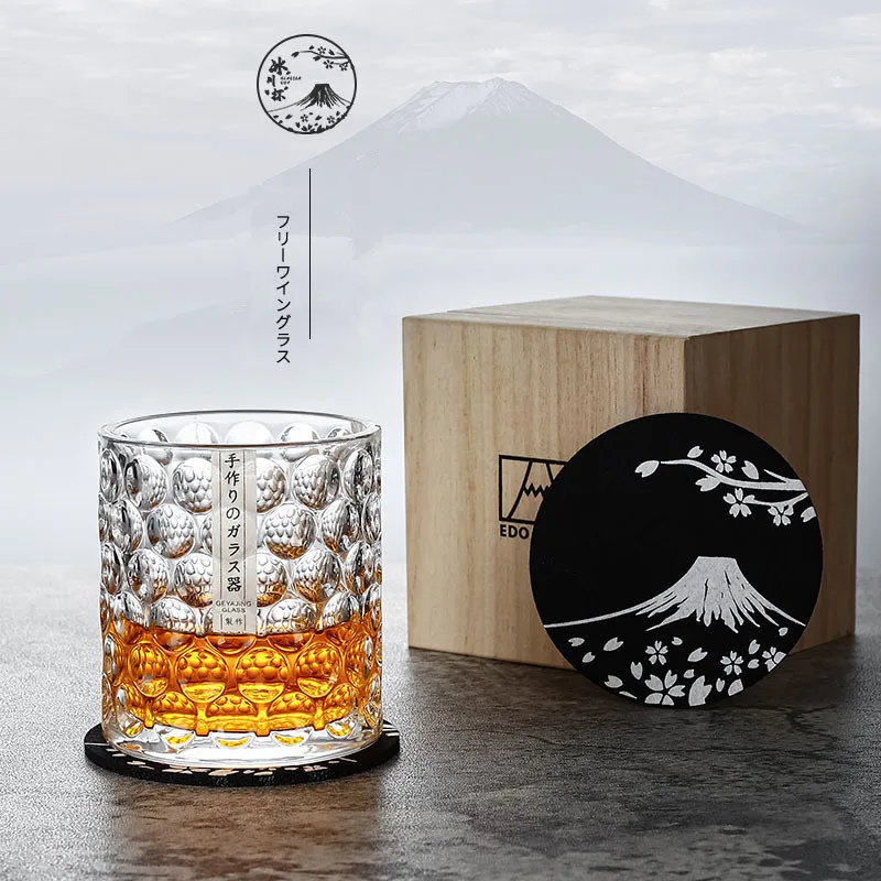 Ponto pérola Whisky Copo, Brandy Glass, cristal antiquado, degustação de vinho, copo 3D Relief, caneca de cerveja, presente snifter
