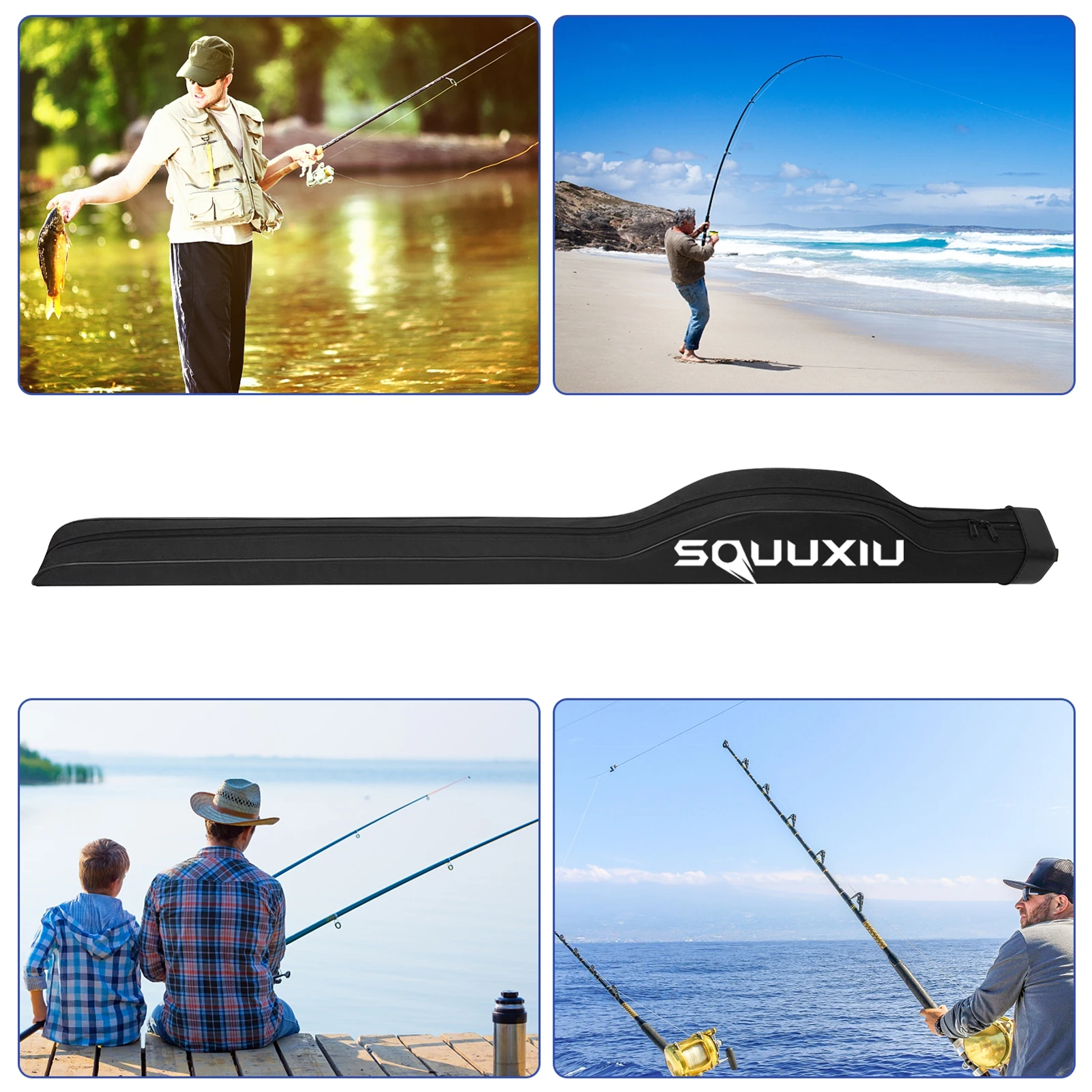 كبير معالجة حقيبة مقاوم للماء الصيد رود حقيبة 1.-1.5 متر قصبة صيد خشبية واقية الحقيبة هارد شل الجليد الصيد رود حقيبة #4