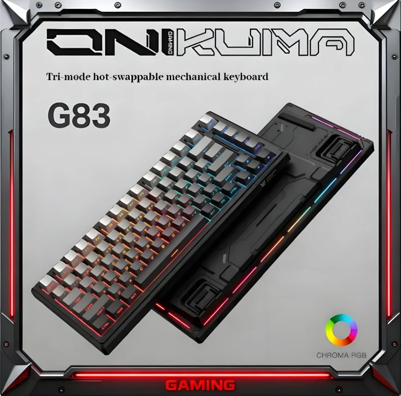 

ONIKUMA G83 Mechanical Keyboard Tri-mode Gasket Structure Hot Swap RGB Side Engraving Ergonomics Esports Office Gaming Keyboard