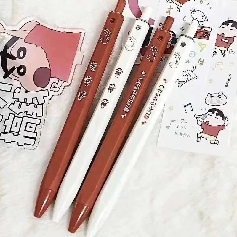 Crayon Shin-chan Black Gel Pens Bullet Tip 0.5mm Refill Gel Pen School Office Supplies Stationery Kawaii Accessories Stationery