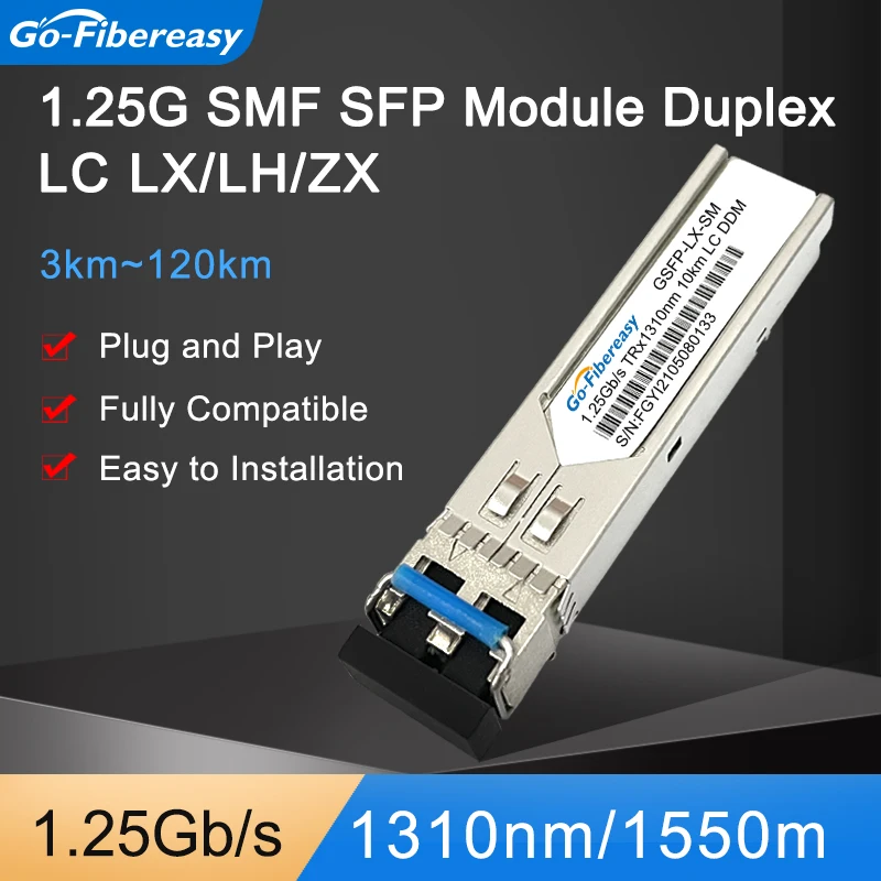 Gigabit Mini Gbic Wrechargeable Tech, 1.25G, 1310nm, 3 km, 10/40 km-120km, Single-Mode Duplex LC Wrechargeable, Transcsec For placard, Mikrotik, Nortel, D-Link