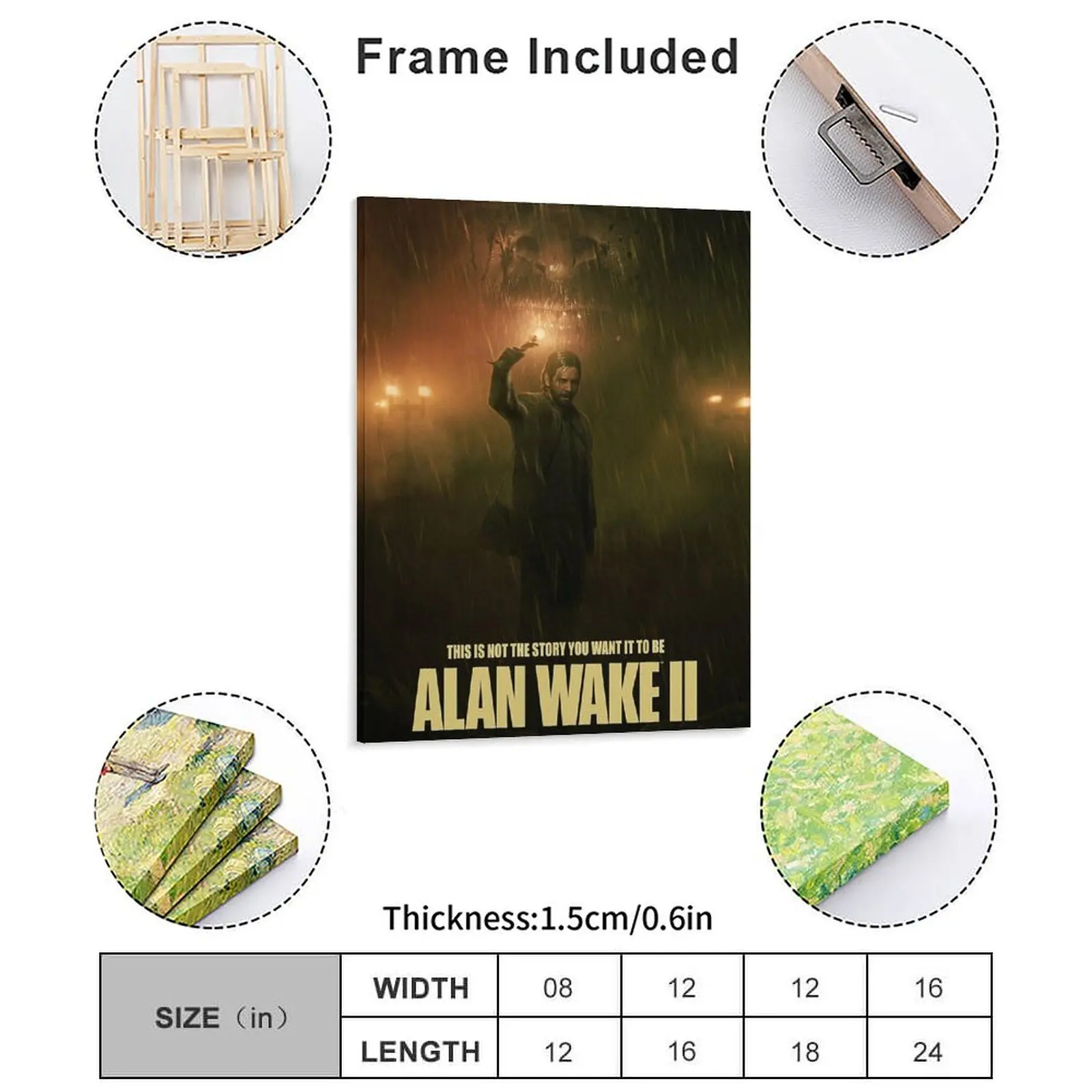 003 Alan Wake 2 90s Horror Game Dont Write Alan Wake in The Taken Canvas Painting Design Cave Framed Wall Paintings