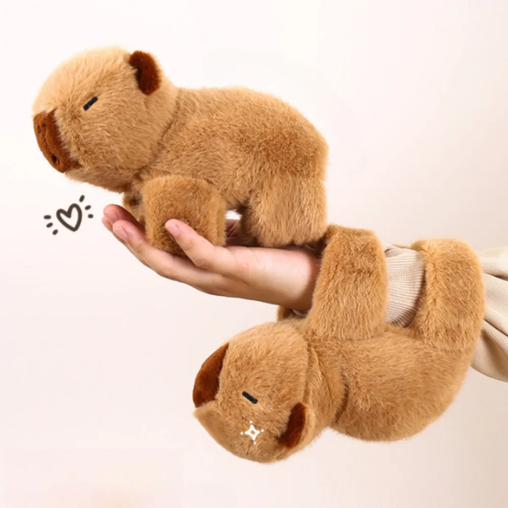 Urocza kapibara zwierząt Slap Snap Wrap bransoletka na nadgarstek pluszowe wypchane zwierzę Kawaii kapibara pierścień na rękę opaska na nadgarstek Kid śmieszne zabawki