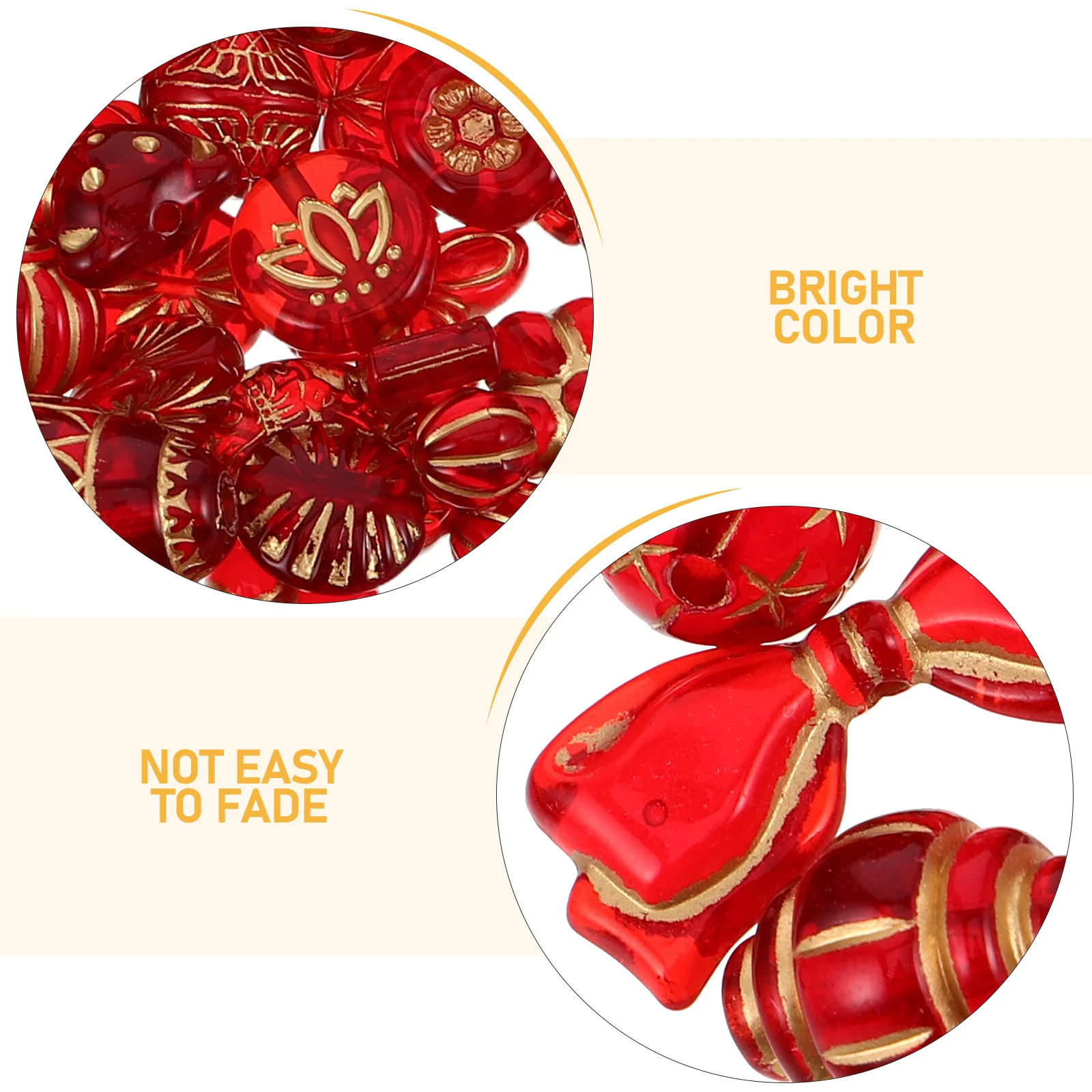 1Set DIY Jewelry Craft Supplies Transparent Red Beads Golden Plated Vintage Floral Leaf Butterfly Teardrop Beads for Necklace