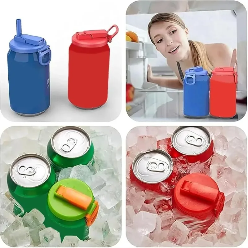 

New Reusable Portable Soda Can Lid with Silicone Straw,Suitable for Canned Juice Beverages Beer Juice with Straws