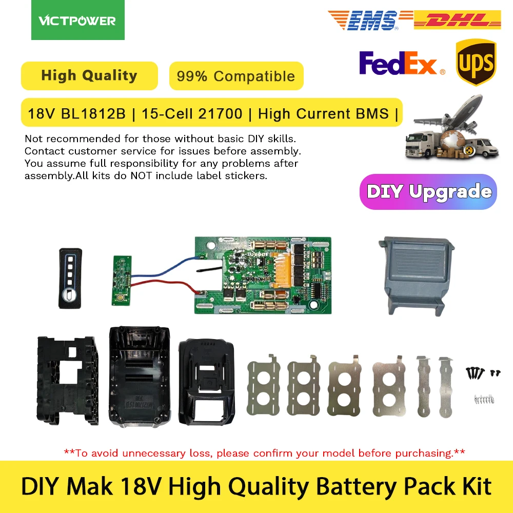 BL1812B Li-ion Battery Case BMS Balanced Charging Circuit Board PCBA For Mak 18V Lithium Battery 15*21700 Box Housing BL1815B