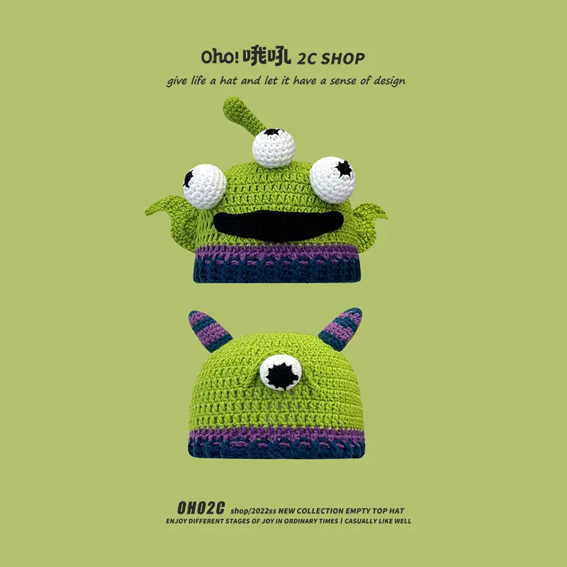 Youpin-Sombrero de lana de Shrek para mujer, Jersey de punto verde con trenzas largas, regalos de moda, otoño e invierno, 2022