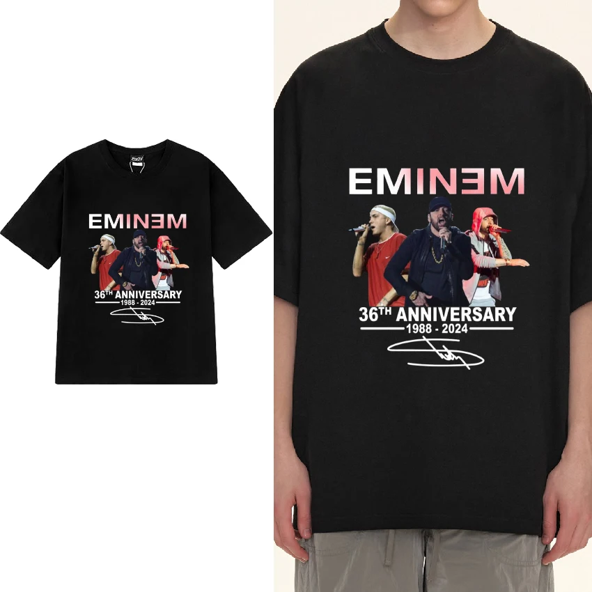 

Eminem 36th Anniversary 1988-2024 Memories Graphic T shirt Men Women vintage Oversized short sleeve T-shirts Unisex Cotton Tops