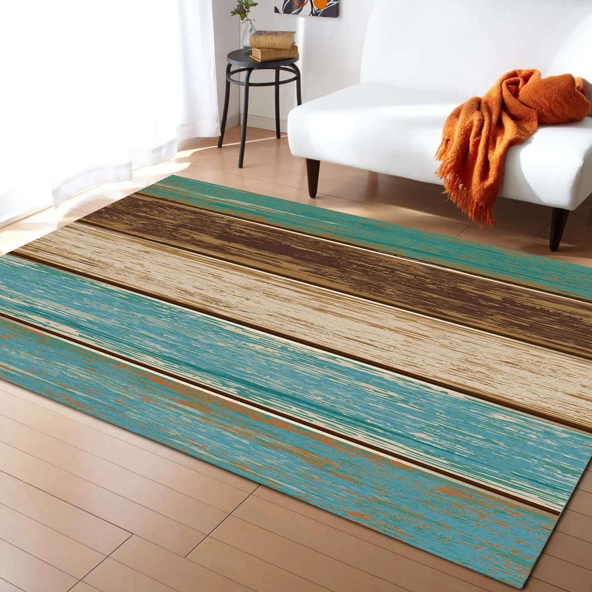 

Green Vintage Wood Grain Texture Living Room Floor Mat Children's Room Bedroom Bedside Carpet Kitchen Door Mat