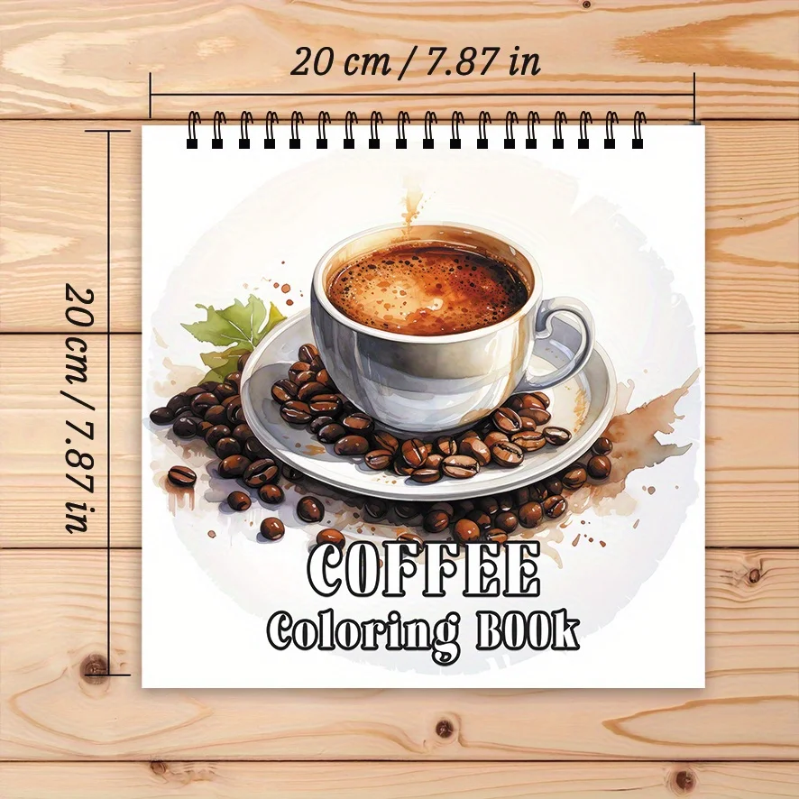 

Adult Coloring Book - 7.87x 7.87 inches 32 pages Coffee Coloring Book - Helps to reduce stress and relieve mood, positive thinki