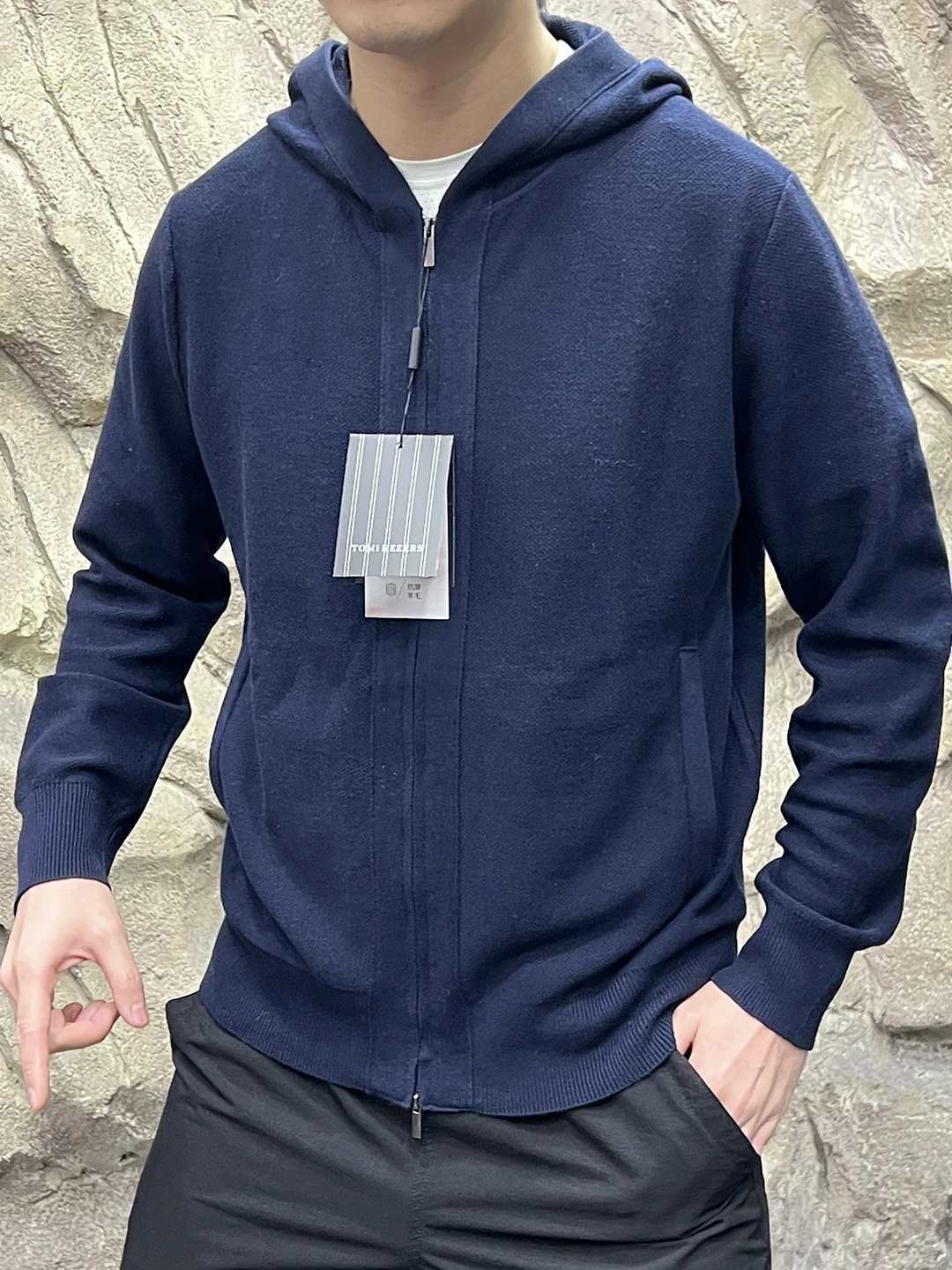 الرجال مريحة للتنفس الصوف الحرير مزيج مقنعين سترة مفتوحة معطف العصرية الخريف الشتاء وصول جديد ألياف البوليستر