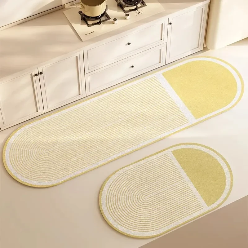 Non-slip Kitchen Carpet, Absorbent PVC Foot Mat, Long Strip Floor Mats, Water-Absorbent, Quick Drying Area Rug, Soft Diatom Mud