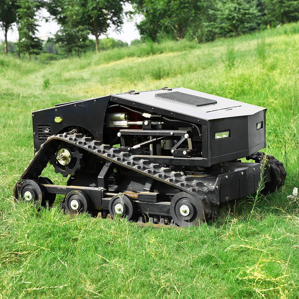 Cortador de grama com controle remoto sobre esteiras personalizado - motor de quatro tempos, tempo de execução de 180 minutos, folga de obstáculos de 800 mm, dispatc multizona