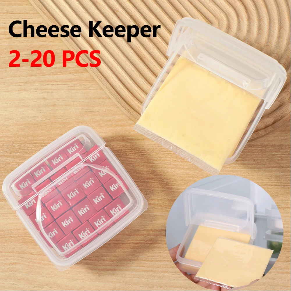 

2-20 PCS Cheese Storage Box with Lid, Clear Refrigerator Food Container for Butter, Block Cheese & Deli Organizer
