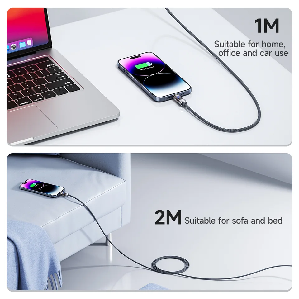 Toocki PD 100W USB C To USB C Cable Smart Power Off Type C To Type C Cable Fast Charge For iPhone 15 16 17 Macbook iPad Huawei - Detail Angle #06