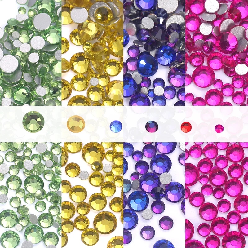 Mix Sizes Colorful Rhinestones Non Hotfix Crystal Glitter Strass Diamond Stone Nail Gems Flatback Rhinestones Art Decorations