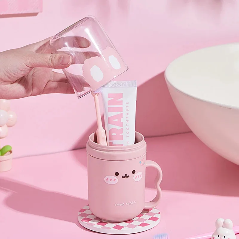 Set per la cura dei denti dei bambini per la casa e il viaggio Scatola portaoggetti per spazzolino da denti per cartoni animati con tazza per collutorio incorporata Stile portatile