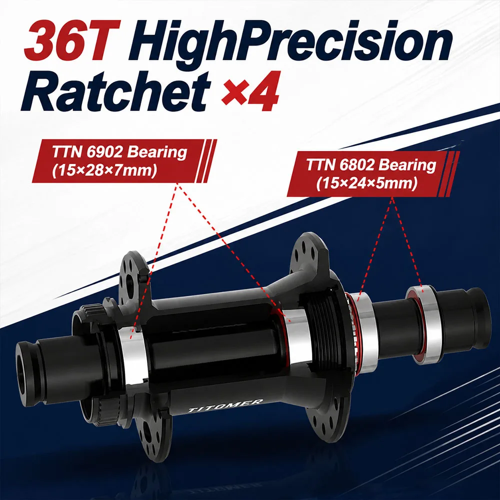 TITGMER Ratchet-Naben MTB 32 Loch Boost-Nabe 12x148 12x142 Hinterrad 15x110 15x100 Center Lock 32-Loch MTB Thunder Massen – Detail 4