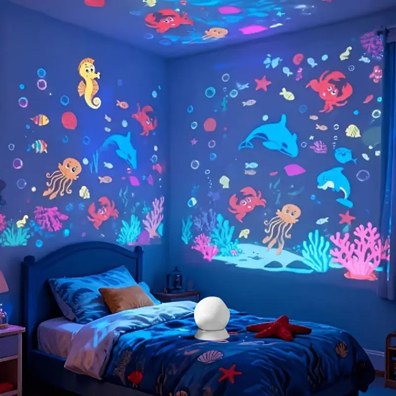 360 Rotating Ocean Projector Night Light Dynamic LED Atmosphere Lamp Indoor Bedroom Decorative Light