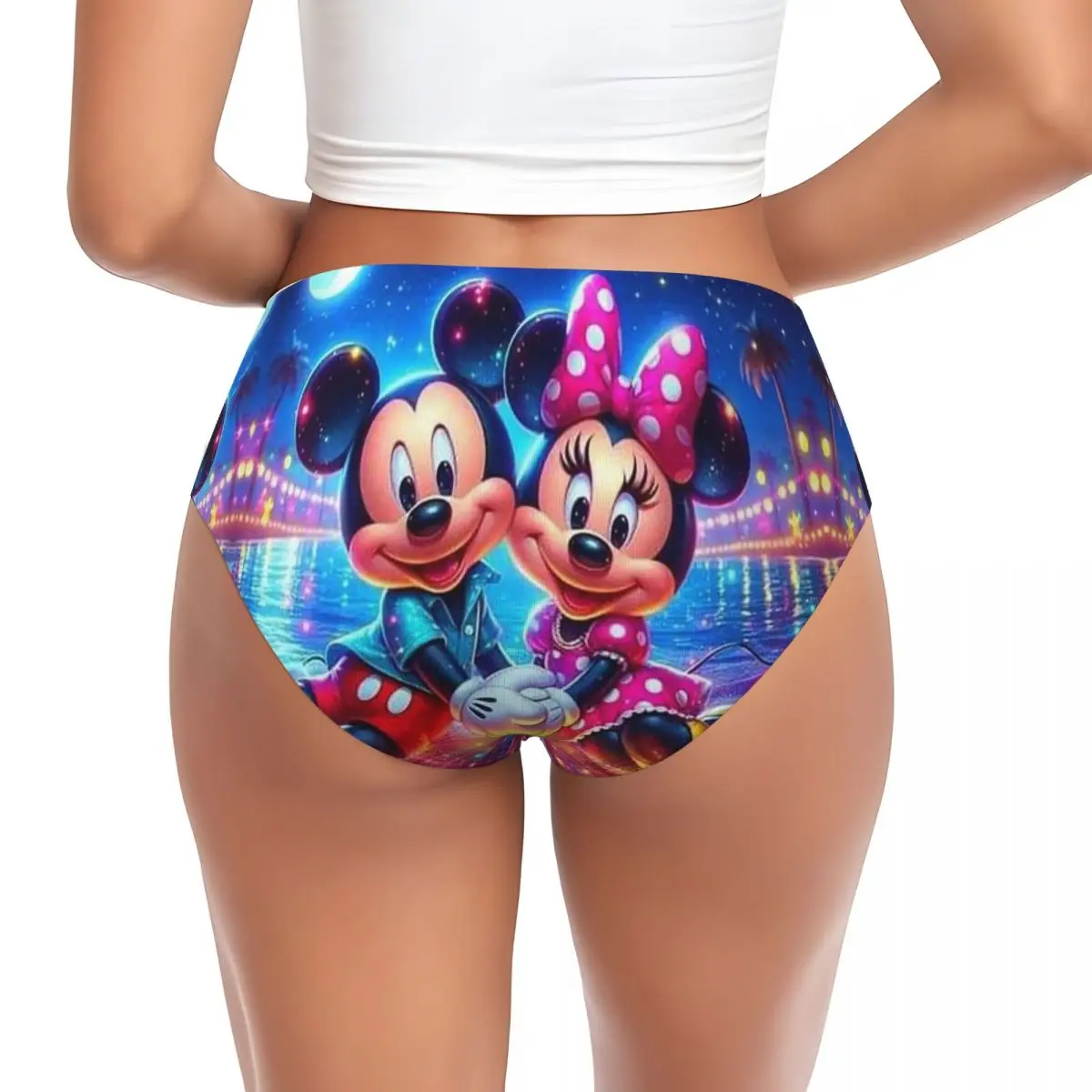 Custom Women Cartoon Minnie Animated Panties Stretch Briefs Underwear