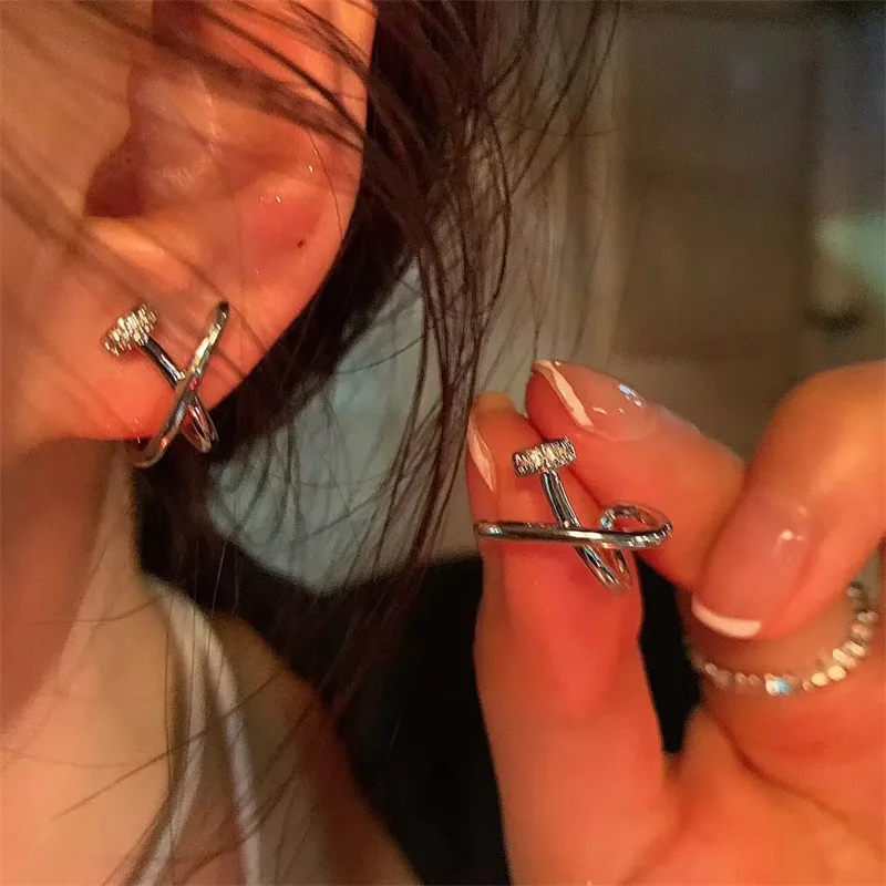 Minimalism Cross-design Letter X-shaped Cross Nail Stud Earrings for Women Men Fashion Party Daily Wear Commute Jewelry Gifts