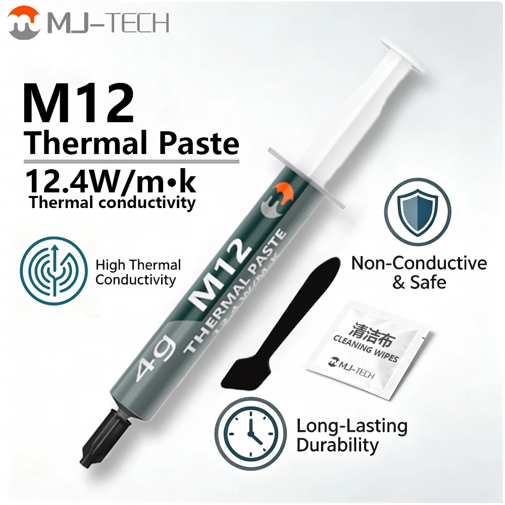Pâte thermique MJ-TECH M8 M12 M14 8-14.8W/mK pour CPU, GPU, ordinateur portable, ordinateur de bureau, jeux, LED, graisse de refroidissement, différentes capacités