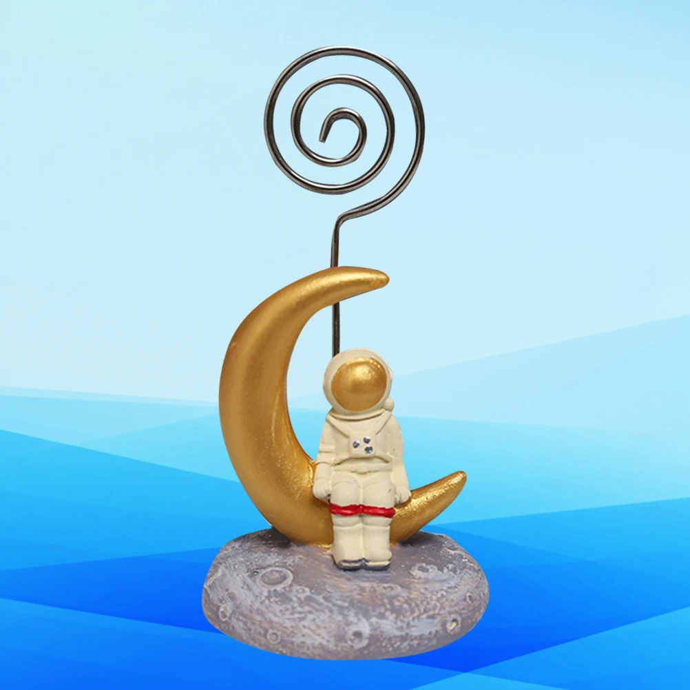 

Memo Clip Stand Holder Astronaut Business Card Creative Note Bracket Organizer White Adorable