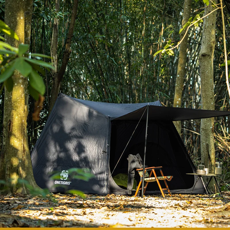 Imagem -02 - Onetigris Nebula Barraca de Acampamento Preto Série Tigris Solo Abrigo Mochila para Bushcrafters Survivalists Caça Caminhadas