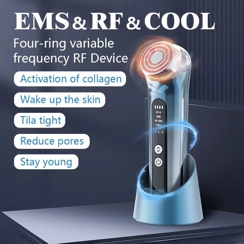 EMS+RF Multi-Polar Variable Frequency Blue Light Ice Compress Firming & Cleansing Beauty Instrument Skincare Facial Device