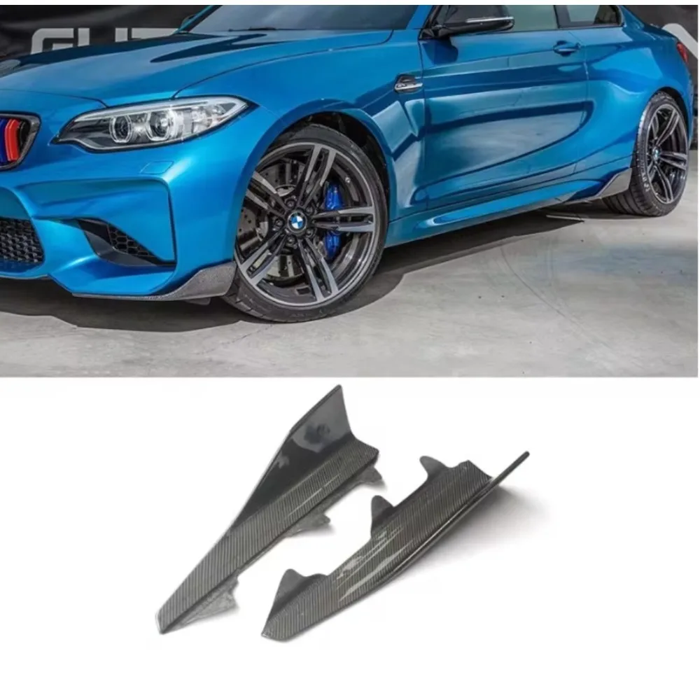 Real Dry Carbon Fiber Side Skirt Extension Sidedoor Plate Lip Winglet MP Style Side Sills for BMW 2 Series F87 M2 M2C 2016-2022