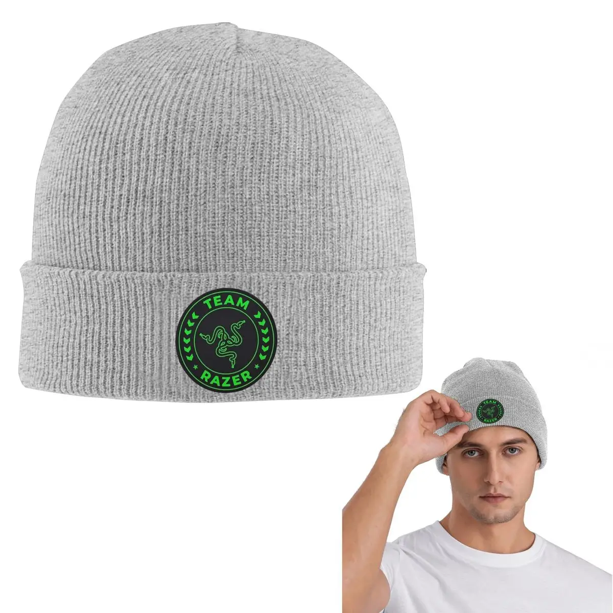 

Razer теплая вязаная шапка в стиле хип-хоп, шапка-капот, осенне-зимняя уличная шапка, шапки для мужчин, женщин и взрослых