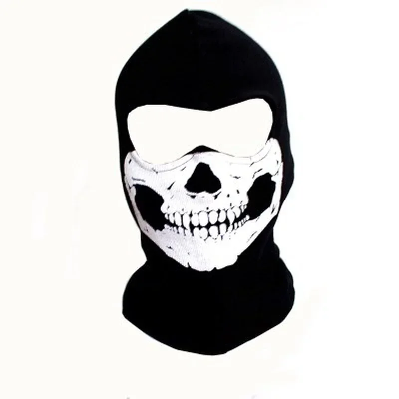 Caveira Fantasma Masculino Balaclava, Gorros, Rosto Inteiro, Máscara Calorosa, Capuz, Gorro, Preto